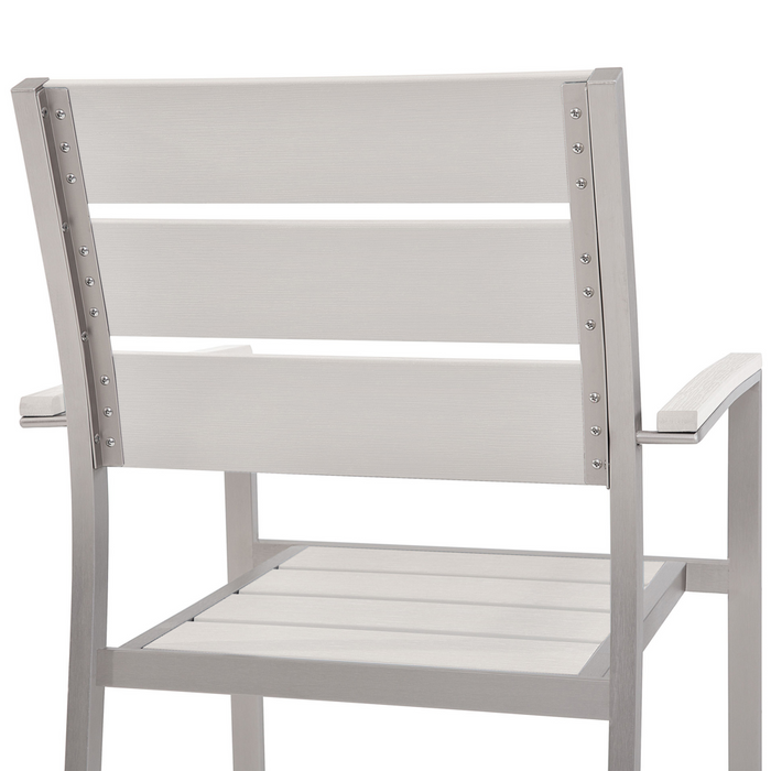 Set di 6 sedie da giardino da pranzo in plastica bianca con schienale a doghe in alluminio anodizzato set di sedie da esterno