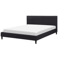 Letto 160 x 200 cm Rete a doghe in tessuto Nero con LED bianco contemporaneo