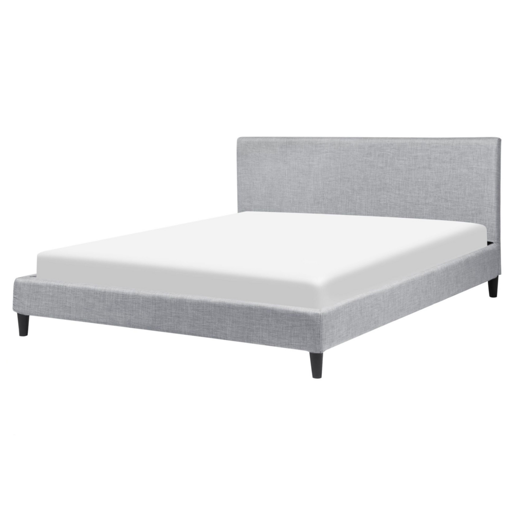 Letto 160 x 200 cm con rete a doghe in tessuto grigio con LED bianco contemporaneo