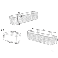 Vaso per piante in giacinto d'acqua marrone a trama rettangolare 80 x 20 cm sintetico con fori di drenaggio