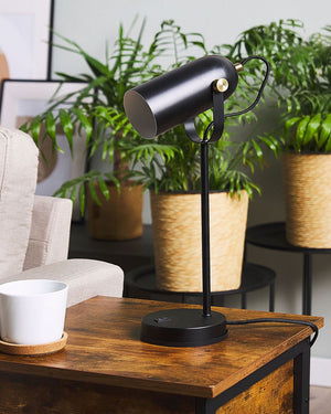 Lampada da scrivania in metallo Nero da 48 cm con paralume regolabile industriale per l'home office