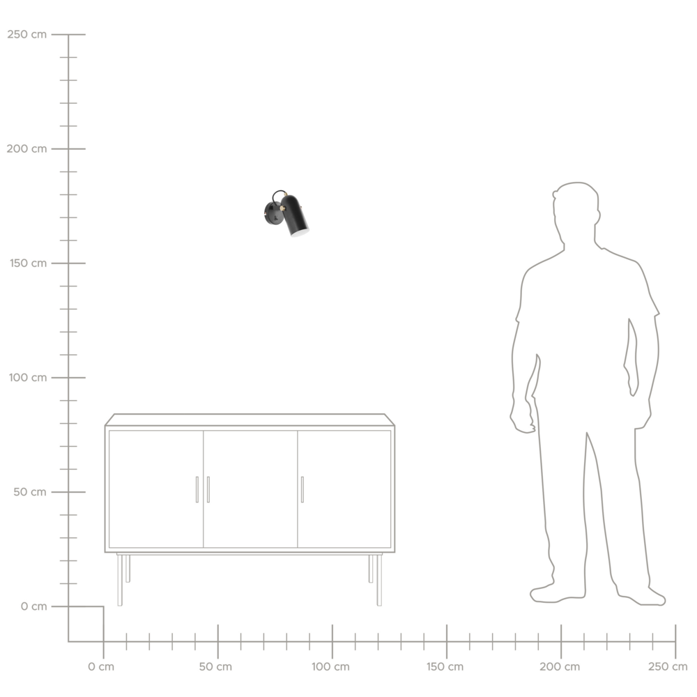 Lampada da Parete in Metallo Nero 17 cm Faretto Paralume Orientabile Industriale Home Office