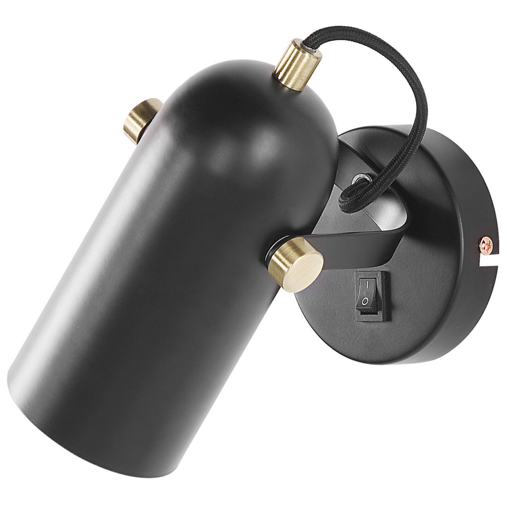 Lampada da Parete in Metallo Nero 17 cm Faretto Paralume Orientabile Industriale Home Office