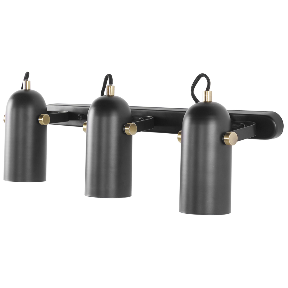 Lampada da parete in metallo Nero a 3 luci Faretto con paralume regolabile industriale Home Office