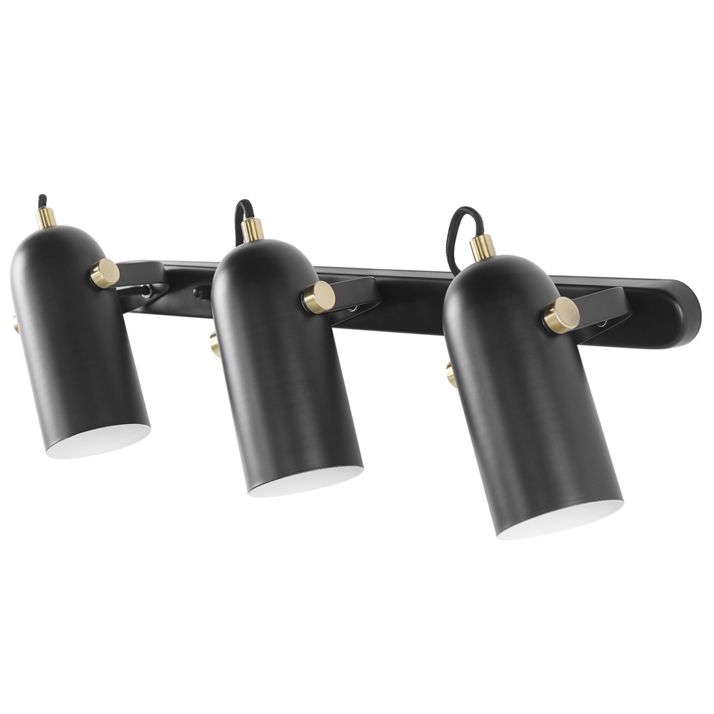 Lampada da parete in metallo Nero a 3 luci Faretto con paralume regolabile industriale Home Office