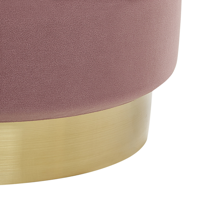 Set di 2 pouf contenitori con rivestimento in velluto giallo con base in acciaio inossidabile dorato dal design moderno