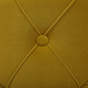 Set di pouf portaoggetti in velluto di poliestere senape con bottoni imbottiti con base dorata design retrò