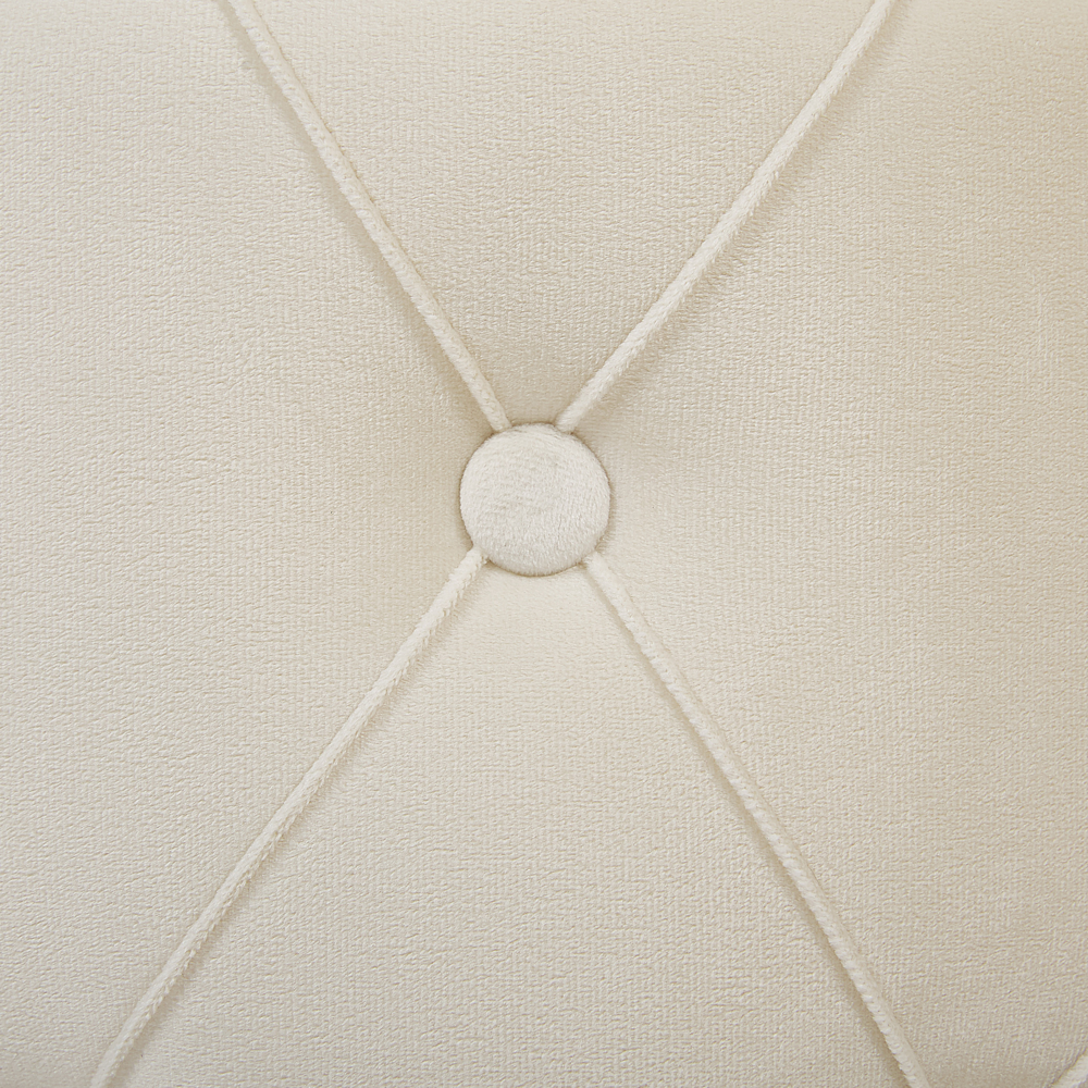 Set di pouf portaoggetti in velluto di poliestere bianco con rivestimento capitonnè base dorata design retrò