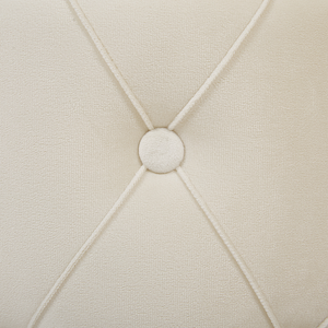 Set di pouf portaoggetti in velluto di poliestere bianco con rivestimento capitonnè base dorata design retrò