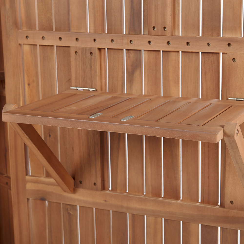 Armadio da Giardino in Legno di Acacia 200 x 100 cm Casetta per Attrezzi da Esterno con Ripiani