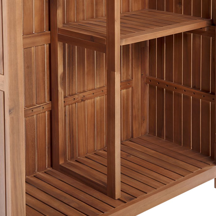 Armadio da Giardino in Legno di Acacia 200 x 100 cm Casetta per Attrezzi da Esterno con Ripiani