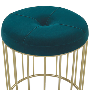 Set di 2 pouf ad incastro sedile blu rivestimento in velluto di poliestere rivestimento in ferro dorato base in ferro dorato design moderno