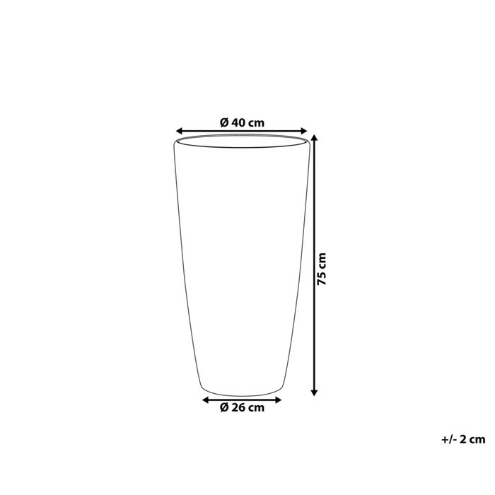 Vaso da fiori per piante da interno esterno miscela di pietra bianca lucido rotondo alto 40 cm