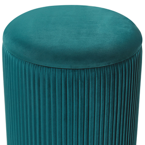 Set di 2 pouf portaoggetti Rivestimento in velluto di poliestere blu turchese Base dorata Design moderno Ciuffo orizzontale Soggiorno pezzo