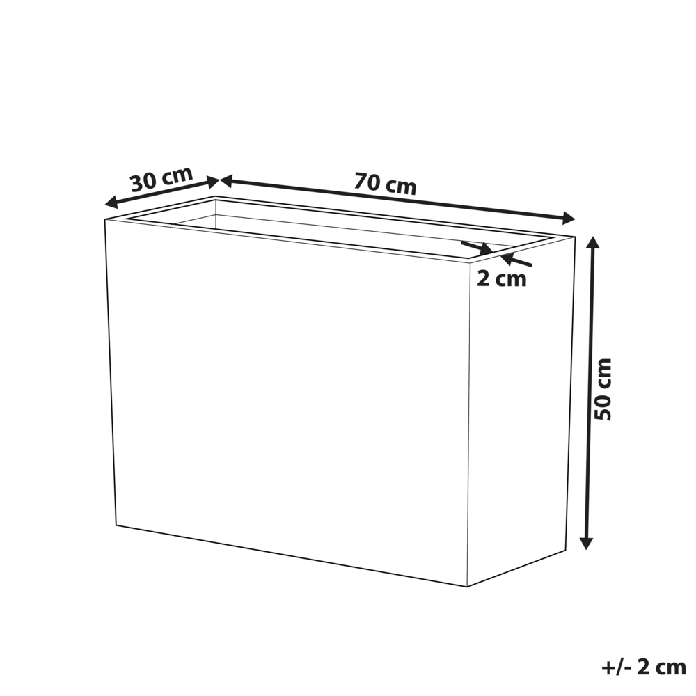 Vaso per piante in pietra grigia 50 x 70 x 29 cm Fioriera rettangolare per interni ed esterni