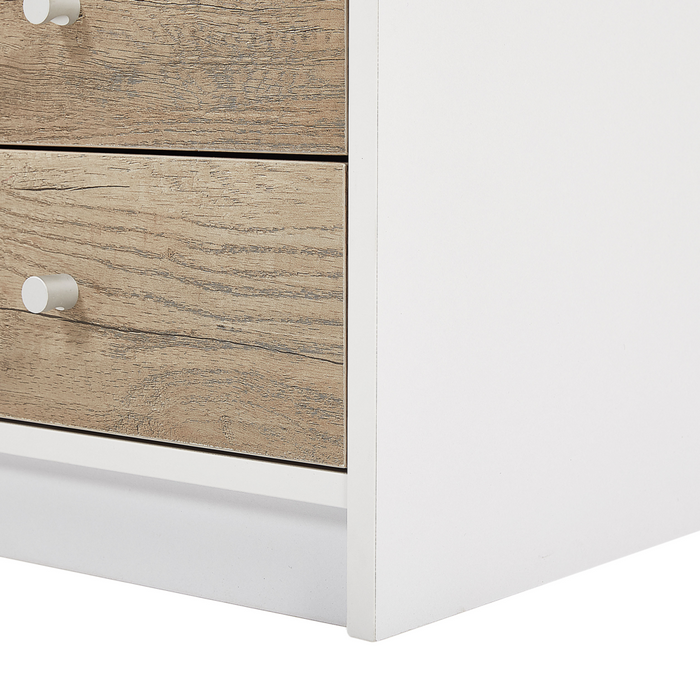 Scrivania per computer Home Office Piano in legno chiaro 140 x 60 cm con cassetti Cornice bianca