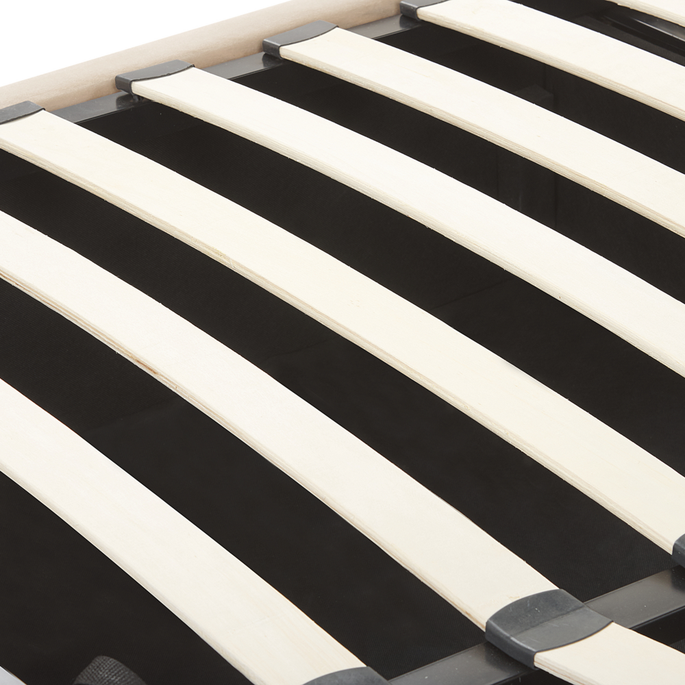 Letto con contenitore in velluto beige imbottito con testiera alta 18 m Super King Size