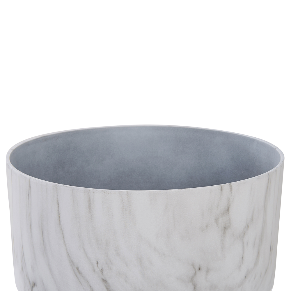 Vaso per piante da interno per esterno Vaso da fiori effetto marmo bianco miscela di pietre Rotondo 35 cm Resistente ai raggi UV