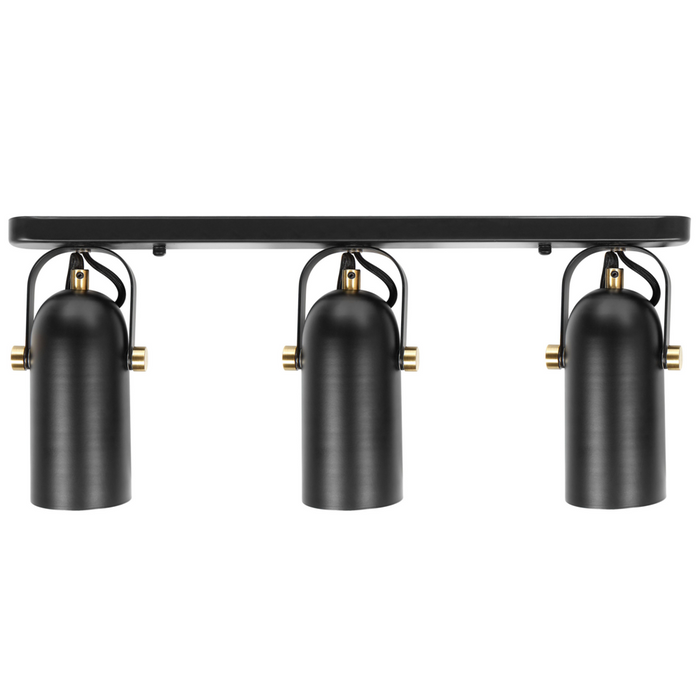 Lampada da parete in metallo Nero a 3 luci Faretto con paralume regolabile industriale Home Office