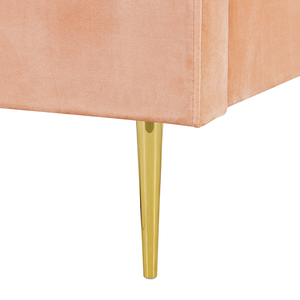 Letto imbottito velluto pesca e oro rete a doghe testiera alta 180 x 200 cm testata alta design retrò