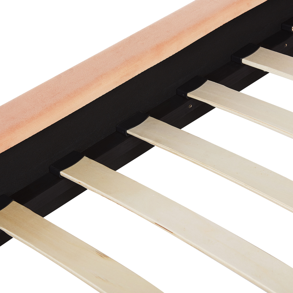 Letto imbottito velluto pesca e oro rete a doghe testiera alta 180 x 200 cm testata alta design retrò