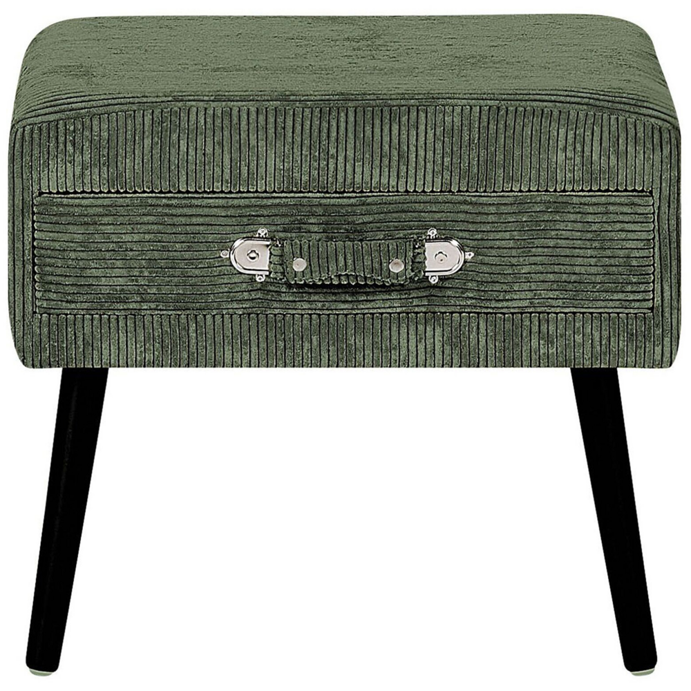 Tavolino con contenitore gambe nere in velluto a coste verde scuro 46 x 50 x 35 cm Valigia