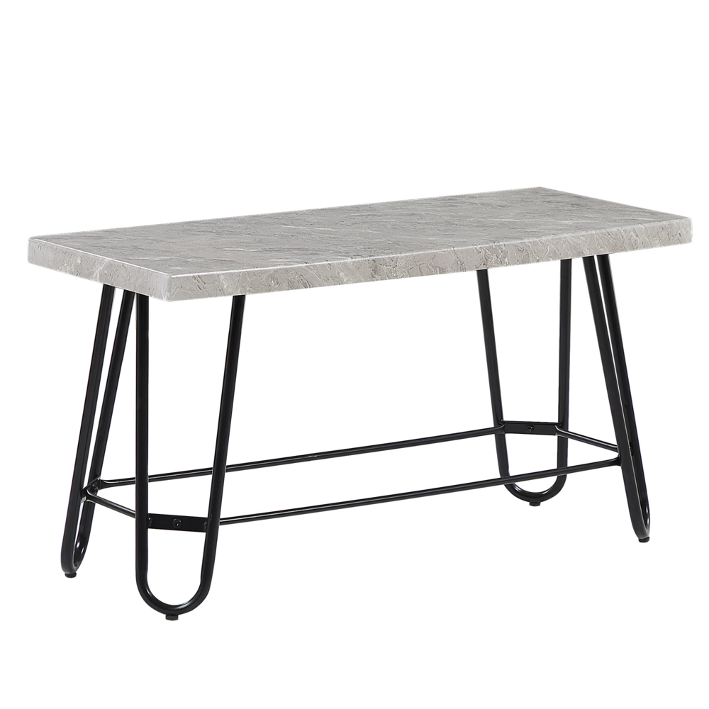 Set da pranzo Top impiallacciato marmo grigio e Nero 2 panche 4 posti industriale