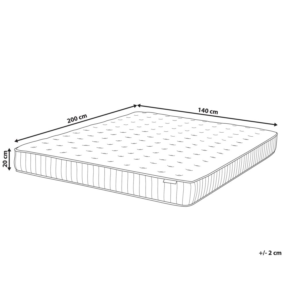 Materasso a molle insacchettate matrimoniale 140 x 200 cm rigido con lattice