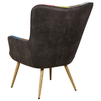 Sedia Wingback con tessuto ottomana Multicolore abbottonato in stile retrò patchwork