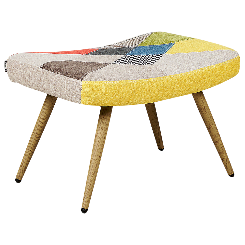 Sedia Wingback con tessuto ottomana Multicolore abbottonato in stile retrò patchwork