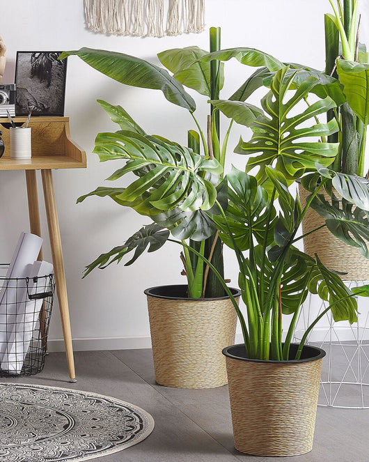 Pianta artificiale di Monstera in vaso verde e Nero sintetico 113 cm Materiale decorativo per interni