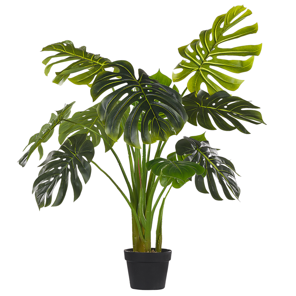 Pianta artificiale di Monstera in vaso verde e Nero sintetico 113 cm Materiale decorativo per interni