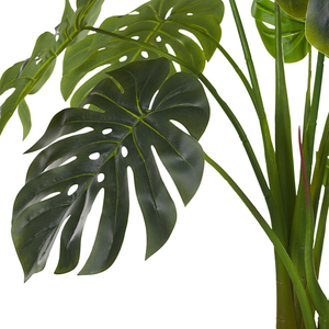 Pianta artificiale di Monstera in vaso verde e Nero sintetico 113 cm Materiale decorativo per interni