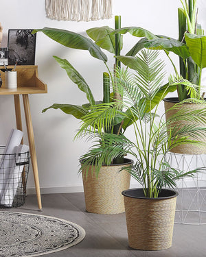 Pianta Artificiale in Vaso Verde e Nero Materiale Sintetico 124 cm Falso Areca Palm Accessorio Decorativo per Interni