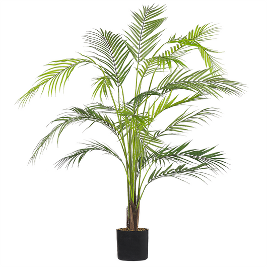 Pianta Artificiale in Vaso Verde e Nero Materiale Sintetico 124 cm Falso Areca Palm Accessorio Decorativo per Interni