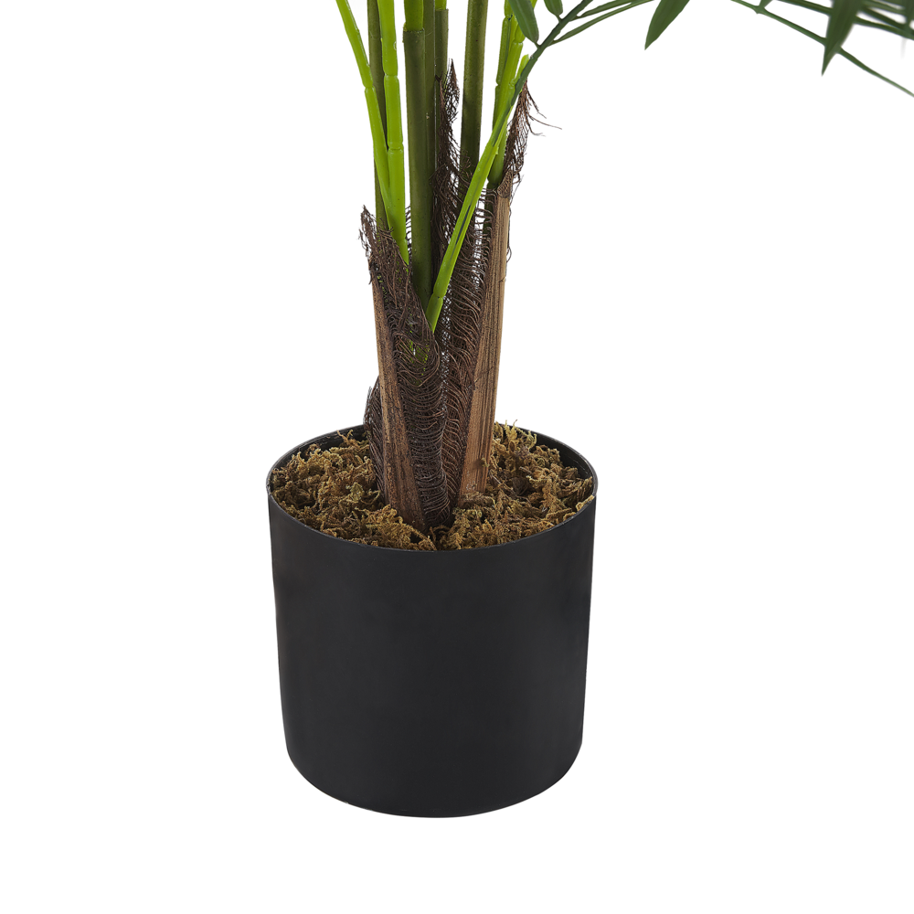 Pianta Artificiale in Vaso Verde e Nero Materiale Sintetico 124 cm Falso Areca Palm Accessorio Decorativo per Interni