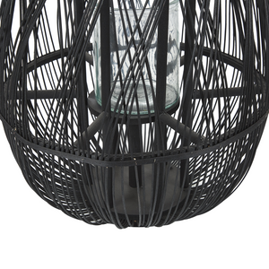 Lanterna in legno di bambù Nero e vetro 75 cm per interni ed esterni scandinavi