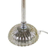 Lampada da tavolo Base in metallo argento Paralume impero bianco Paralume in vetro