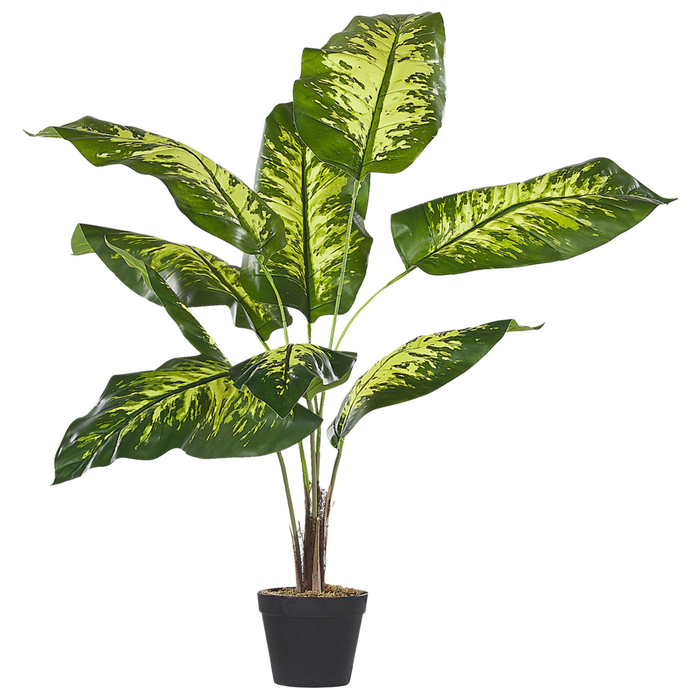 Pianta artificiale Dieffenbachia in vaso Materiale sintetico verde e Nero 122 cm Accessorio decorativo per interni
