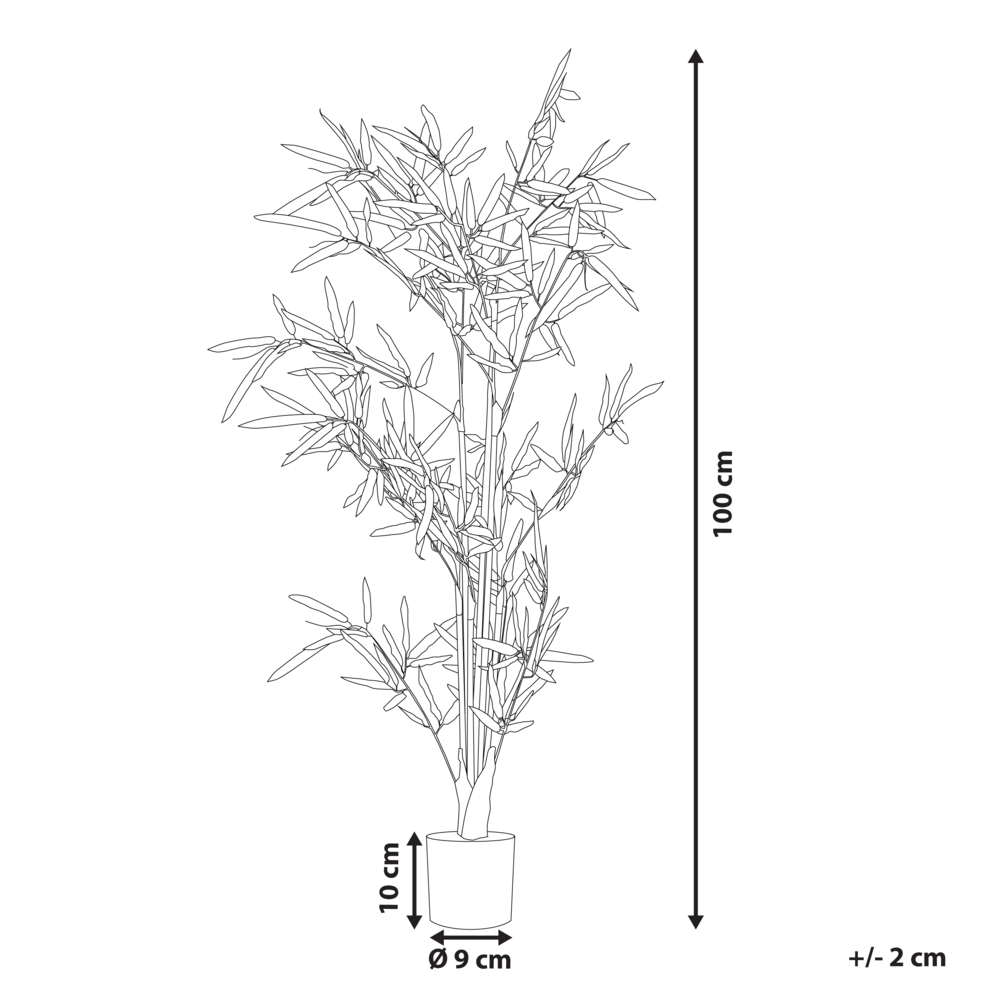 Pianta di bambù artificiale in vaso Materiale sintetico verde e Nero 100 cm Accessorio decorativo per interni