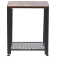 Tavolino Legno Scuro Piano Tavolo Metallo Cornice Nera Scaffale Industriale Quadrato 45 cm