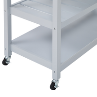 Carrello Cucina Grigio Legno Chiaro Piano 2 Ripiani 2 Posate Cassetti Rotelle Scandinavo Moderno