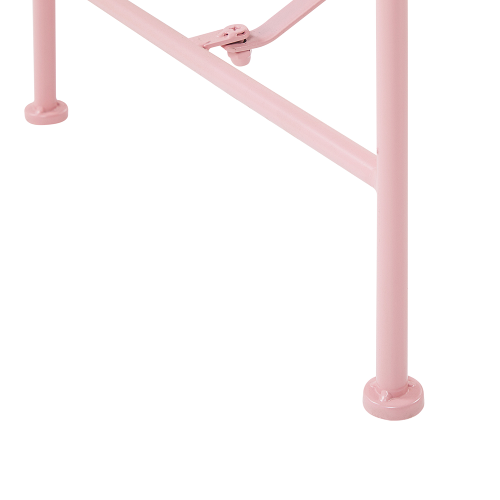 Panca da esterno in metallo rosa 2 posti con braccioli svasati in stile vintage