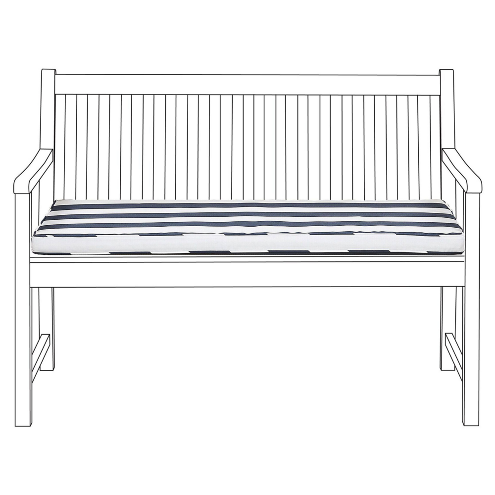 Cuscino per sedile da esterno Cuscino per panca a righe in poliestere blu e bianco resistente all'acqua 112 x 54 cm Giardino