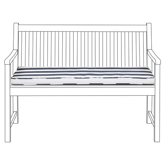 Cuscino per sedile da esterno Cuscino per panca a righe in poliestere blu e bianco resistente all'acqua 112 x 54 cm Giardino