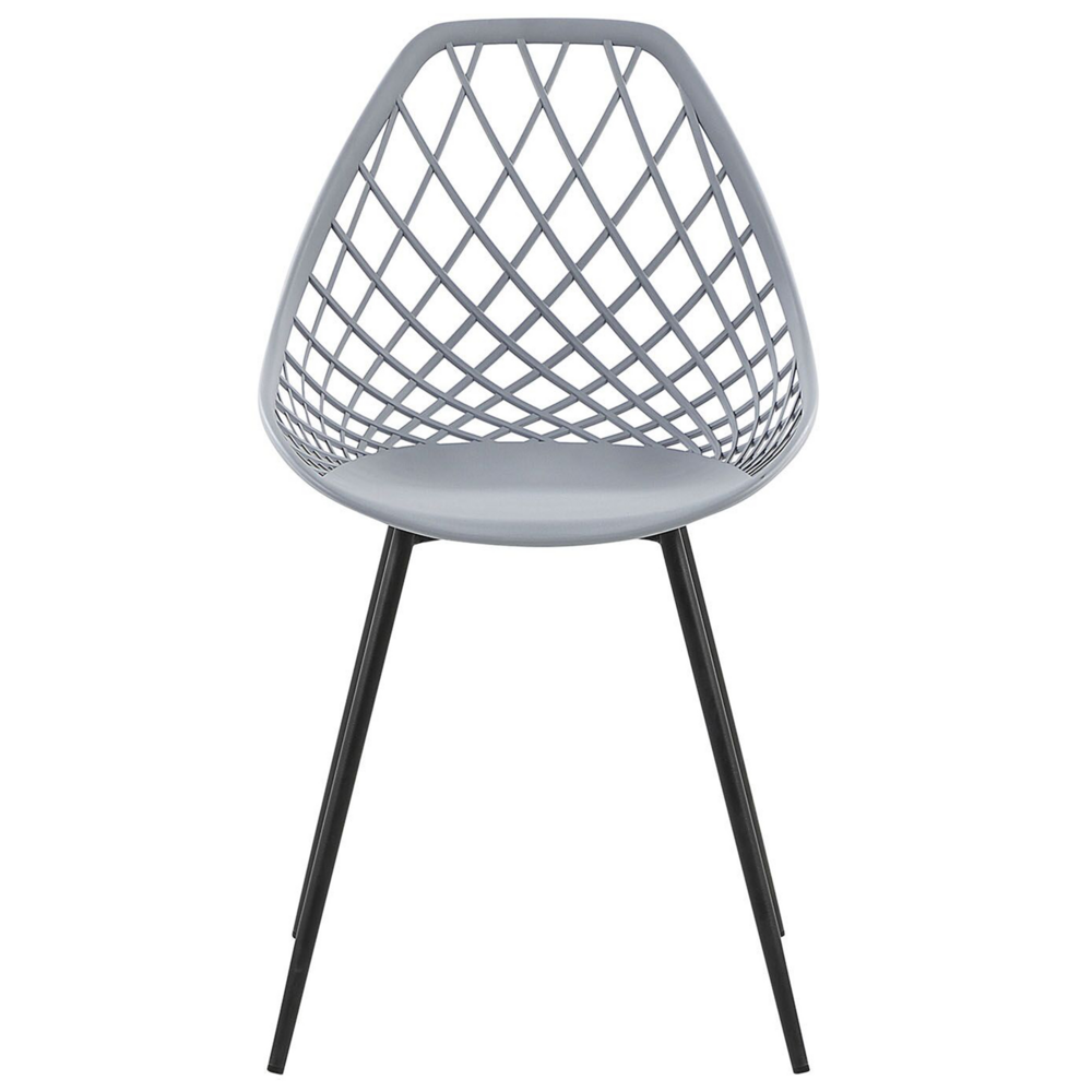 Set di 2 sedie da pranzo grigio sedile sintetico gambe in metallo Nero schienale netto design scandinavo moderno