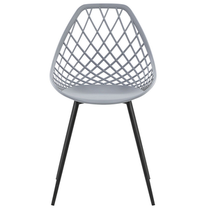 Set di 2 sedie da pranzo grigio sedile sintetico gambe in metallo Nero schienale netto design scandinavo moderno