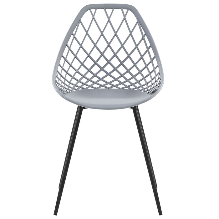 Set di 2 sedie da pranzo grigio sedile sintetico gambe in metallo Nero schienale netto design scandinavo moderno