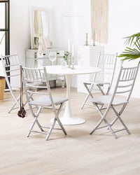Set di 4 Sedie Pieghevoli Sedie Sala da Pranzo in Legno di Faggio Argento Stile Contemporaneo