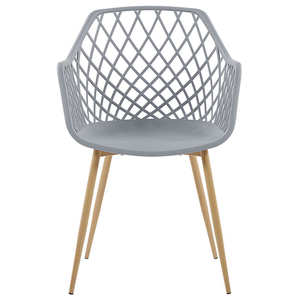 Set di 2 sedie da pranzo grigio sintetico sedile in legno chiaro gambe in metallo aperto netto indietro moderno soggiorno stile scandinavo